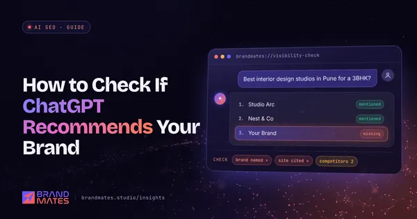 AI chat answer listing competitors while the brand is missing, with a visibility check showing the gaps