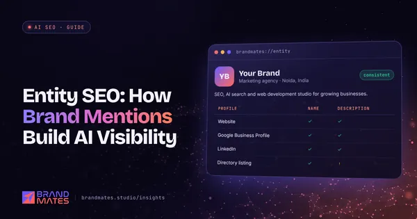 Brand entity card with consistent name and description across website, Google Business Profile, LinkedIn and directories